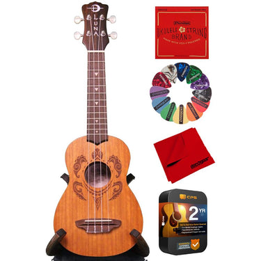 Luna Honu Tribal Turtle Soprano Ukulele Pack with Equipment Bundle