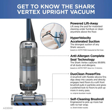 Shark Vertex Duo Clean Power Fin Upright Vacuum Powered Lift-Away (Factory Refurbished