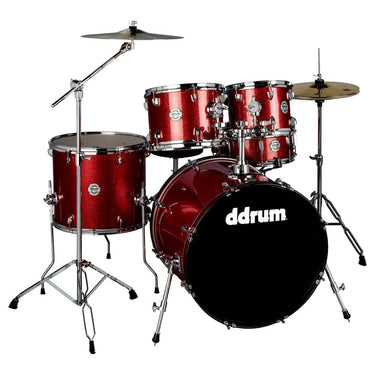 DDRUM D2 5pc Complete Drum Kit with Throne, Red Sparkle w/ Accessories Bundle