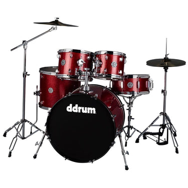 DDRUM D2 5pc Complete Drum Kit with Throne, Red Sparkle w/ Accessories Bundle