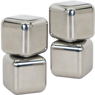 Deco Essentials Stainless Steel Ice Cubes with Storage Case, Reusable, 4 Pack