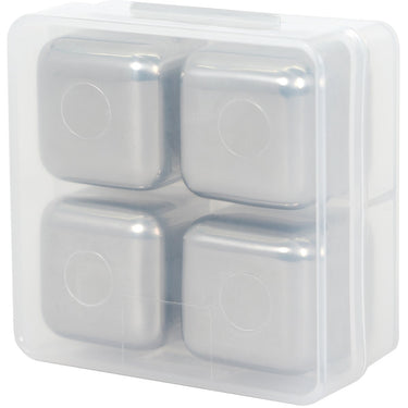 Deco Essentials Stainless Steel Ice Cubes with Storage Case, Reusable, 4 Pack