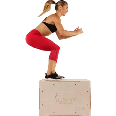 Sunny Health and Fitness Wood Plyo Box with 1 Padded Vinyl Tear-Resistant Cover ( No. 084) - Open Box