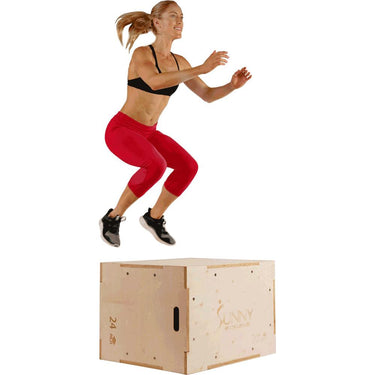 Sunny Health and Fitness Wood Plyo Box with 1 Padded Vinyl Tear-Resistant Cover ( No. 084) - Open Box