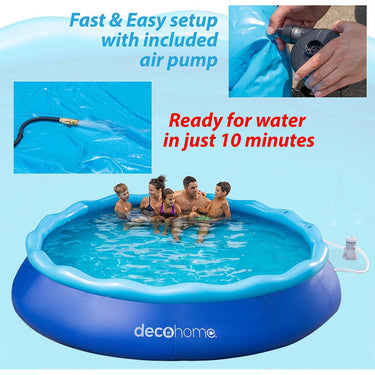 Deco Home 12FT x 30IN Inflatable Pool + Filter Pump & Air Compressor - Open Box