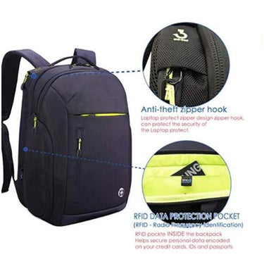 Swissdigital Java Business Travel Backpack and 17" Laptop Case, Black/Green (SD-805)