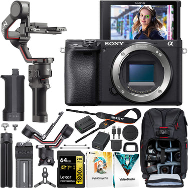 Sony a6400 Mirrorless 4K APS-C Camera Body Kit + DJI RS 3 Gimbal Stabilizer Bundle