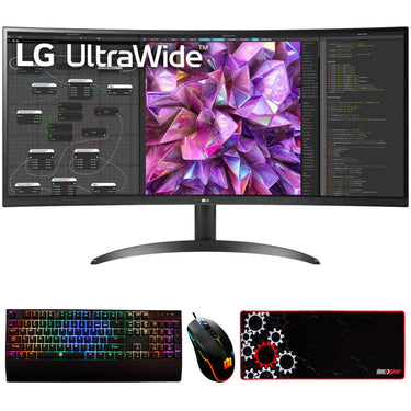 LG 34WQ60C-B 34" 21:9 Curved UltraWide QHD PC Monitor w/ Accessories Bundle