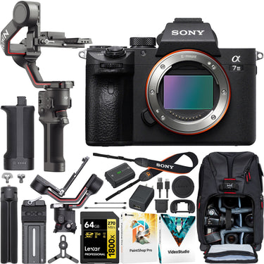 Sony a7 III Mirrorless Full Frame Camera Body Kit + DJI RS 3 Gimbal Stabilizer Bundle
