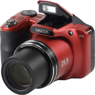 Minolta MN35Z-R 20MP 35X Optical Zoom Wi-Fi Bridge Camera - Red - Open Box