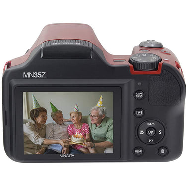 Minolta MN35Z-R 20MP 35X Optical Zoom Wi-Fi Bridge Camera - Red - Open Box