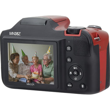 Minolta MN35Z-R 20MP 35X Optical Zoom Wi-Fi Bridge Camera - Red - Open Box