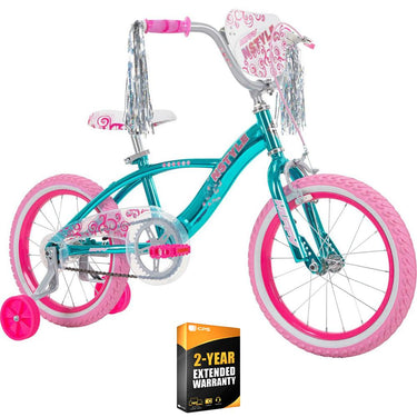 Huffy 21830 N Style Girls' Bike, Blue, 16-inch w/ 2 Year Extended Warranty