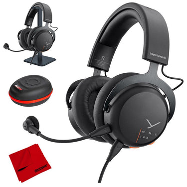 BeyerDynamic MMX 100 Closed Back Analog Gaming Headset, Black w/ Accessory Bundle