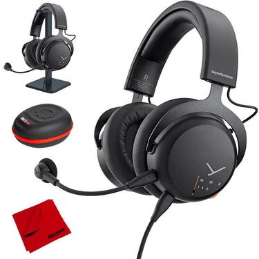 BeyerDynamic MMX 150 Closed Back USB Gaming Headset, Black w/ Accessory Bundle