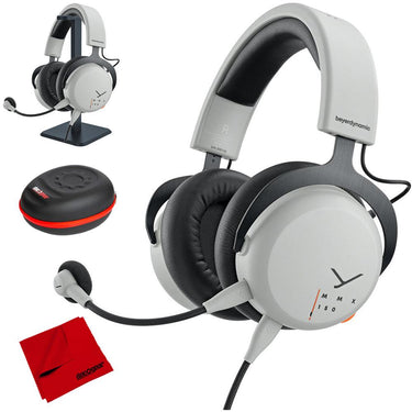BeyerDynamic MMX 150 Closed Back USB Gaming Headset, Grey w/ Accessory Bundle