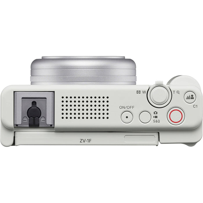 Sony ZV-1F Vlog Camera with 4K Video for Content Creators and Vloggers White Bundle