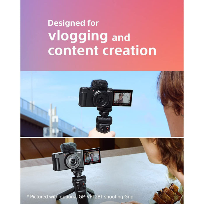 Sony ZV-1F Vlog Camera with 4K Video for Content Creators and Vloggers White Bundle