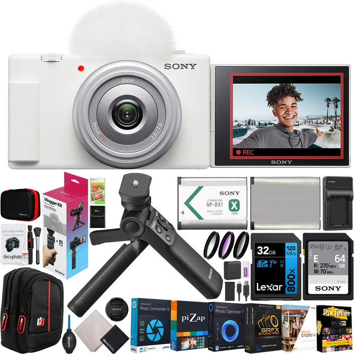 Sony ZV1 Camera for Content Creators and Vloggers White Bundle