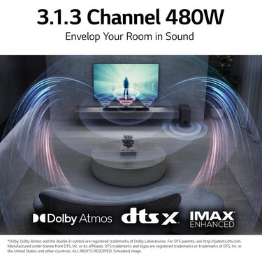 LG S80QY 3.1.3 ch High Res Sound Bar System with Dolby Atmos 2022 Model - Open Box