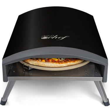Deco Chef Outdoor Gas Pizza Oven, Portable Design, Self-Rotating Baking Stone, Black