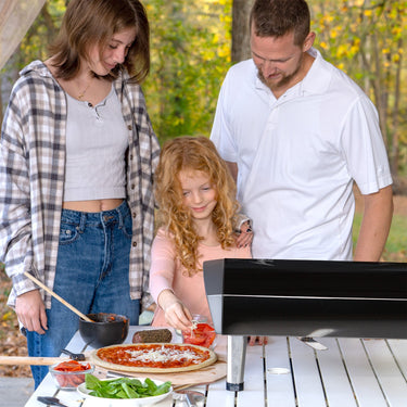 Deco Chef Outdoor Gas Pizza Oven, Portable Design, Self-Rotating Baking Stone, Black