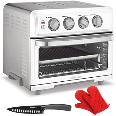 Cuisinart AirFryer Toaster Oven with Grill White + Knife & Oven Mitt Pair