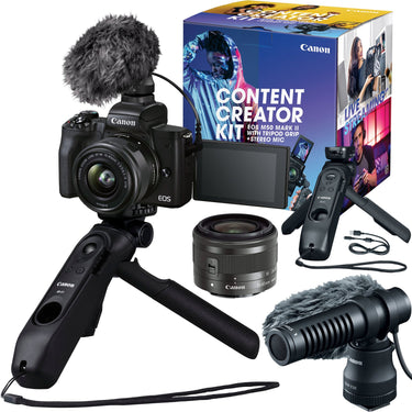 Canon EOS M50 Mark II Camera +15-45mm Lens Content Creator Kit +3 Year Protection Pack