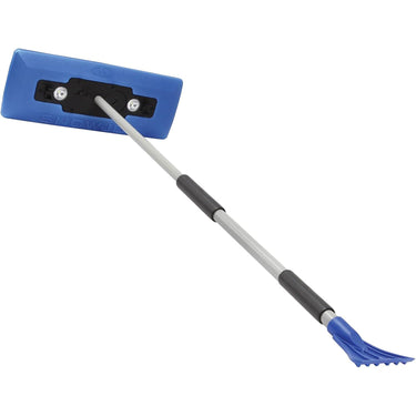 Snow Joe Compact 4-in-1 Telescoping Snow Broom with Ice Scraper and LED Light, Blue