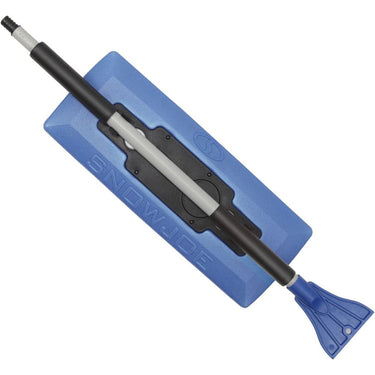 Snow Joe Compact 4-in-1 Telescoping Snow Broom with Ice Scraper and LED Light, Blue