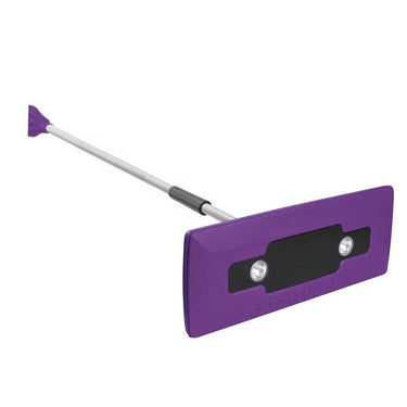 Snow Joe Compact 4-in-1 Telescoping Snow Broom with Ice Scraper and LED Light, Purple