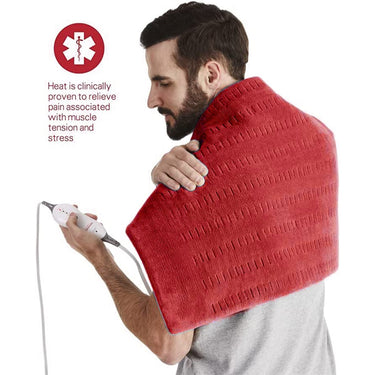 Sunbeam Heating Pad for Back, Neck, and Shoulder 6 Heat Settings, XXL (Garnet)