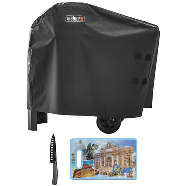 Weber 7181 Pulse 2000 with Cart Premium Grill Cover w/ Kitchen Accessory Bundle