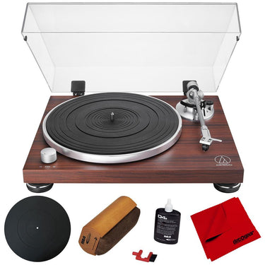 Audio-Technica AT-LPW50BT-RW Bluetooth Turntable Manual Belt-Drive w/ Accessories Bundle