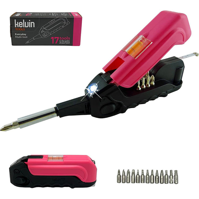 Kelvin Tools Kelvin 17 - The Everyday Multi-Tool with Flashlight (Pink)