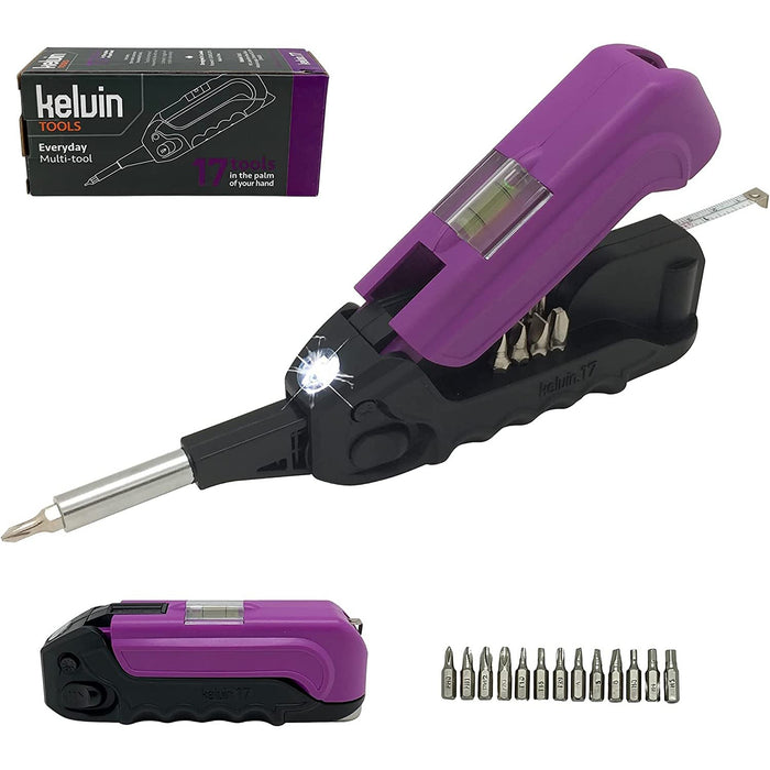 Kelvin Tools Kelvin 17 - The Everyday Multi-Tool with Flashlight (Purple)