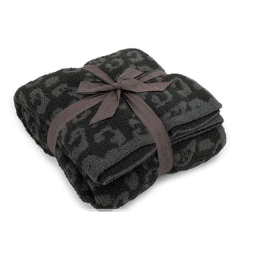 Barefoot Dreams CozyChic Safari 72"L x 54"W Throw Blanket, Graphite Carbon Leopard