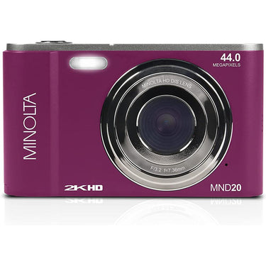 Minolta 44 MP / 2.7K Ultra HD Digital Camera Magenta with Lexar 64GB Memory Card
