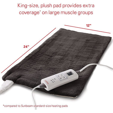 Sunbeam Xpress Heating Pad for Back, Neck, & Shoulder 6 Heat Settings, King (Slate Grey)