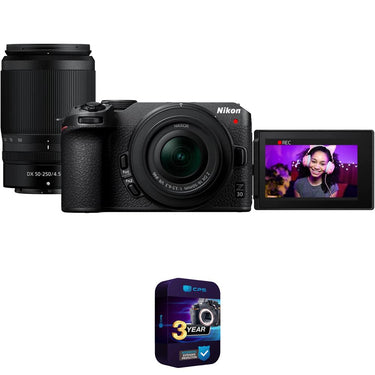 Nikon Z30 Mirrorless Camera w/16-50mm VR & 50-250mm VR Lens + 3 Year Extended Warranty