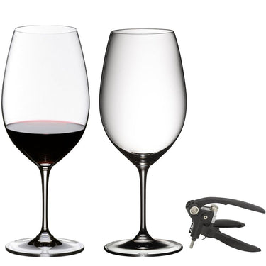 Riedel Vinum Syrah/Shiraz/Tempranillo Glasses 2-pack 6416/30 + Deluxe Lever Corkscrew