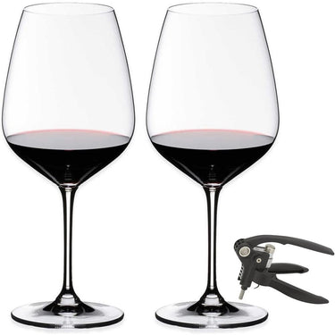 Riedel Heart to Heart Cabernet Sauvignon Glasses Set of 2 + Deluxe Lever Corkscrew