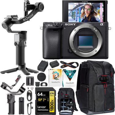 Sony a6400 Mirrorless 4K APS-C Camera Body Kit + DJI RS 3 Mini Gimbal Bundle