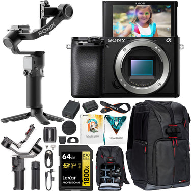 Sony a6100 Mirrorless 4K APS-C Camera Body Kit + DJI RS 3 Mini Gimbal Bundle
