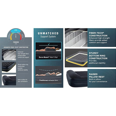 Intex Dura-Beam Standard Series Air Mattress with Built-in Pillow and Pump, Twin