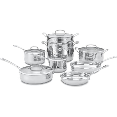 Cuisinart 13 Piece Contour Stainless Steel Cookware Set with Cookware Rack