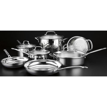 Cuisinart Chef's Classic Stainless 11 Pc Cookware Set with Chef's Knife Bundle