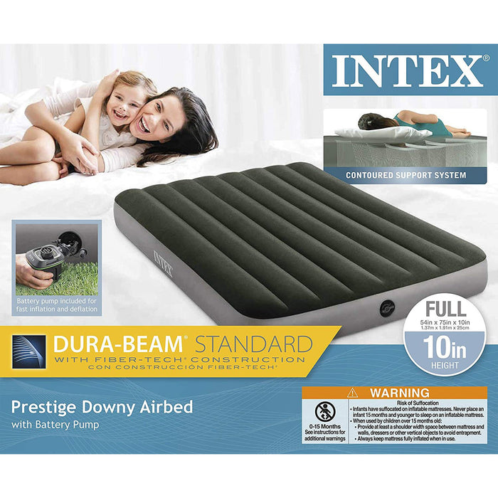 Intex Dura-Beam Standard Series Prestige Downy Airbed with Battery Pump, Full