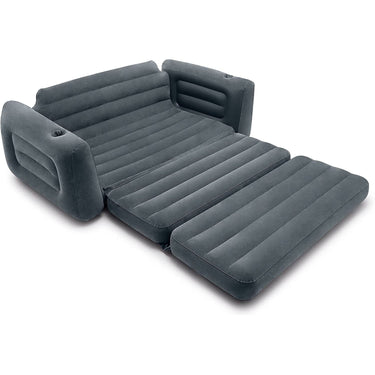 Intex Queen Inflatable Couch Pull Out Size Sofa Bed Sleep Away Futon, Gray