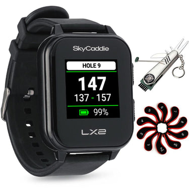 SkyCaddie GPS Golf Watch Black with Multi-Tool & Club Covers